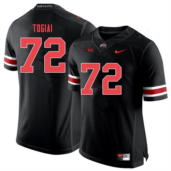 Ohio State Buckeyes #72 Tommy Togiai Men Football Jersey Black Out OSU73460